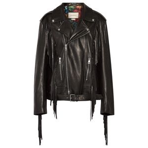 GUCCI Fringed Leather Biker Jacket sz IT 40